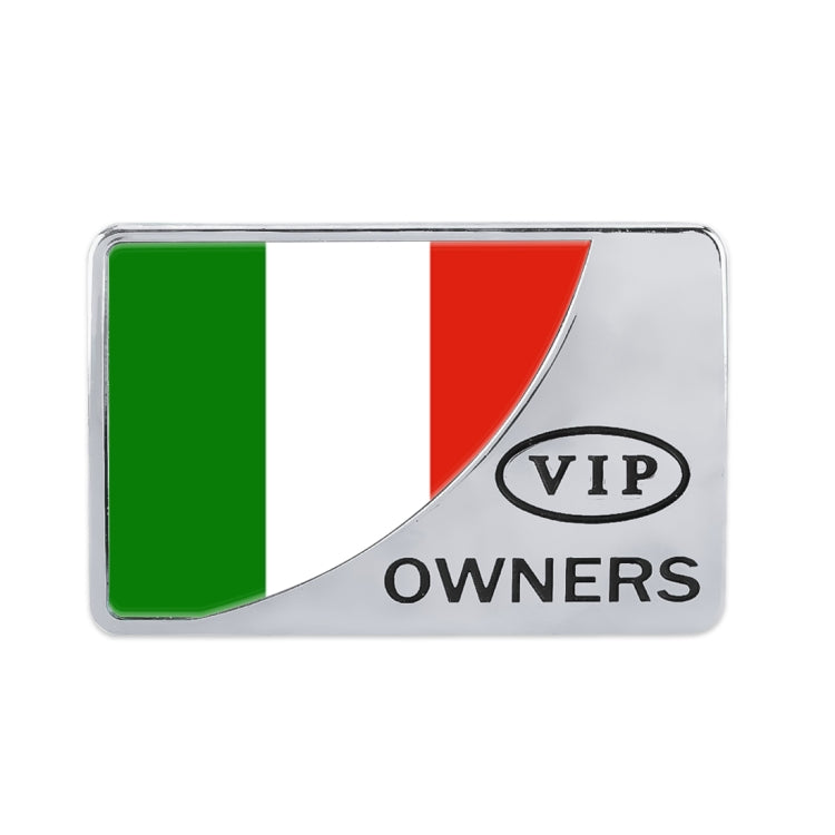 Universal Car Italy Flag Rectangle Shape VIP Metal Decorative Sticker (Silver) - 3D Metal Sticker by buy2fix | Online Shopping UK | buy2fix