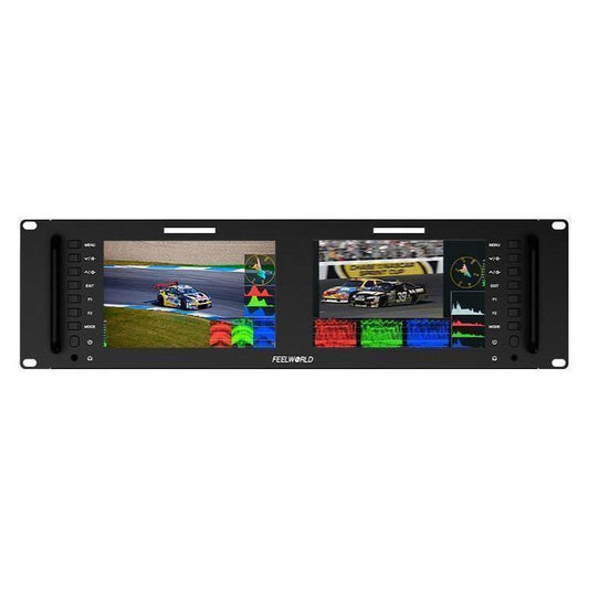 FEELWORLD D71 PLUS Dual 7 inch 3RU Rackmount Monitor 4K HDMI SDI 1920 x 1200 IPS Monitor (UK Plug) - On-camera Monitors by FEELWORLD | Online Shopping UK | buy2fix