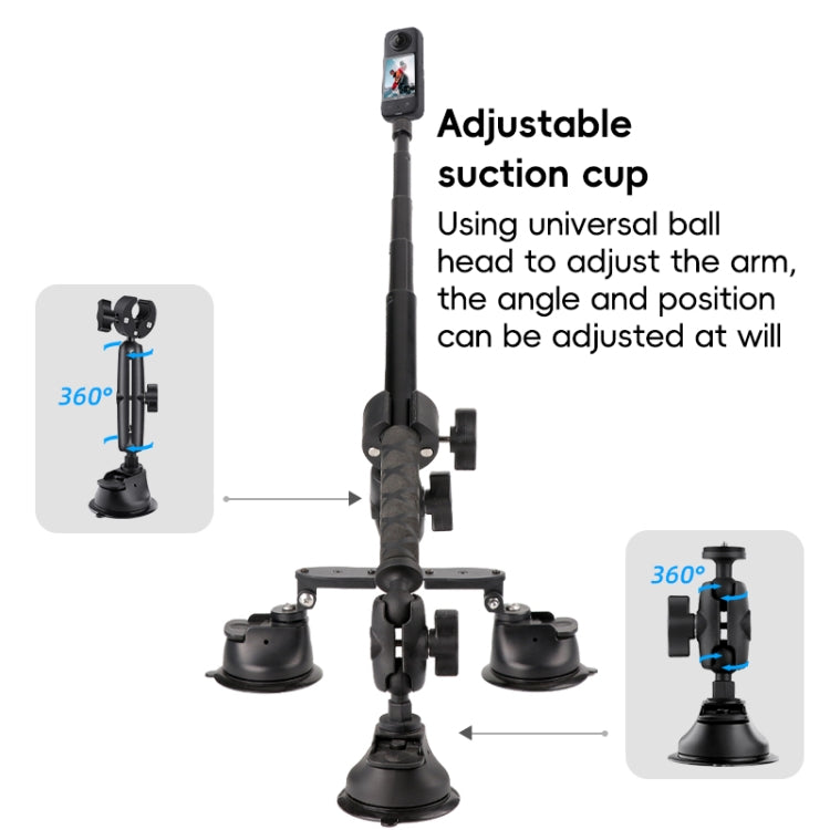 1/4 inch Screw Dual-Leg  Suction Cup Mount and 2 x Single-leg Car Suction Cup Mount Crab Clamps Set (Black) - Bicycle Handlebar Mount by buy2fix | Online Shopping UK | buy2fix