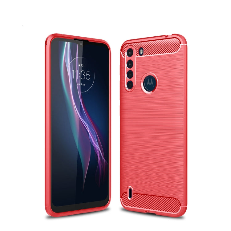 For Motorola One Fusion Brushed Texture Carbon Fiber TPU Case(Red) - Motorola Cases by buy2fix | Online Shopping UK | buy2fix