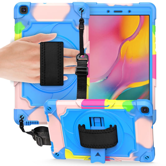 For Samsung Tab A 8.0 (2019)/T290 360 Degree Rotation Turntable Contrast Color Robot Shockproof Silicone + PC Protective Case with Holder(Colorful + Blue) - Other Galaxy Tab PC by buy2fix | Online Shopping UK | buy2fix