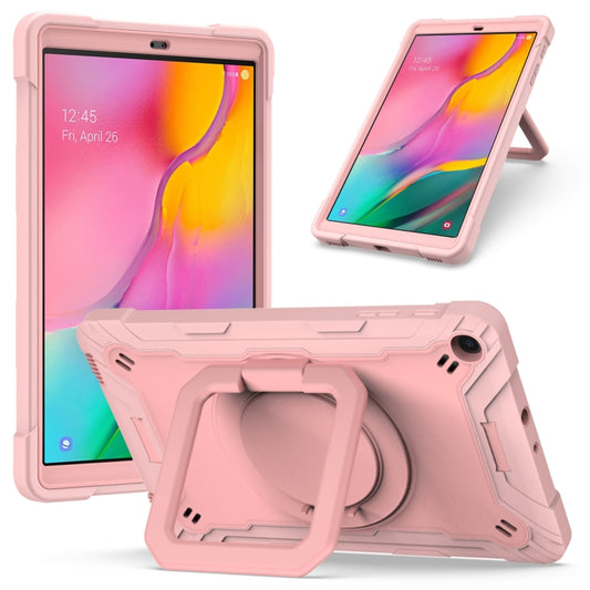 For Samsung Galaxy Tab A10.1 (2019) T510 Contrast Color Shockproof Robot Silicone + PC Case with Wristband Holder(Rose Gold) - Tab A 10.1 (2019) T510 / T515 by buy2fix | Online Shopping UK | buy2fix