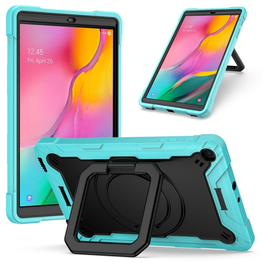 For Samsung Galaxy Tab A10.1 (2019) T510 Contrast Color Shockproof Robot Silicone + PC Case with Wristband Holder(Mint Green + Black) - Tab A 10.1 (2019) T510 / T515 by buy2fix | Online Shopping UK | buy2fix