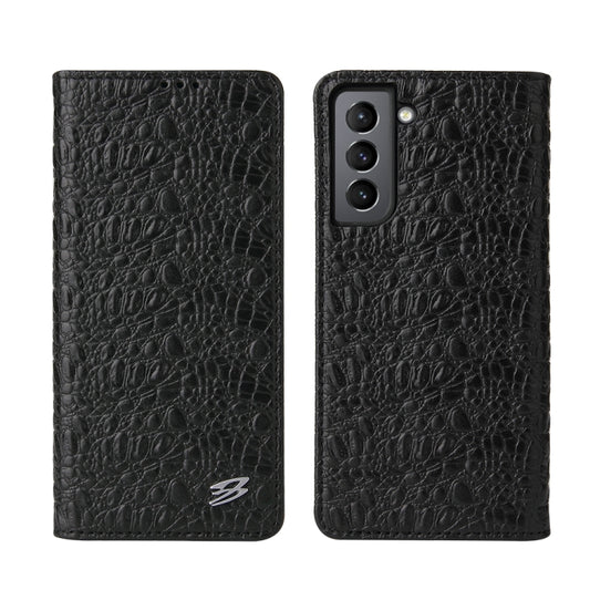 For Samsung Galaxy S21 5G Fierre Shann Crocodile Texture Magnetic Horizontal Flip Genuine Leather Case with Holder & Card Slot(Black) - Galaxy S21 5G Cases by FIERRE SHANN | Online Shopping UK | buy2fix