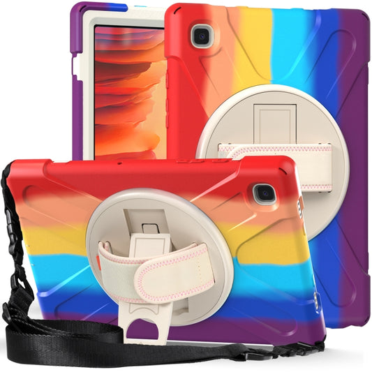 For Samsung Galaxy Tab A7 10.4(2020) T500 / T505 Shockproof Colorful Silicone + PC Protective Case with Holder & Shoulder Strap & Hand Strap(Red) - Other Galaxy Tab PC by buy2fix | Online Shopping UK | buy2fix