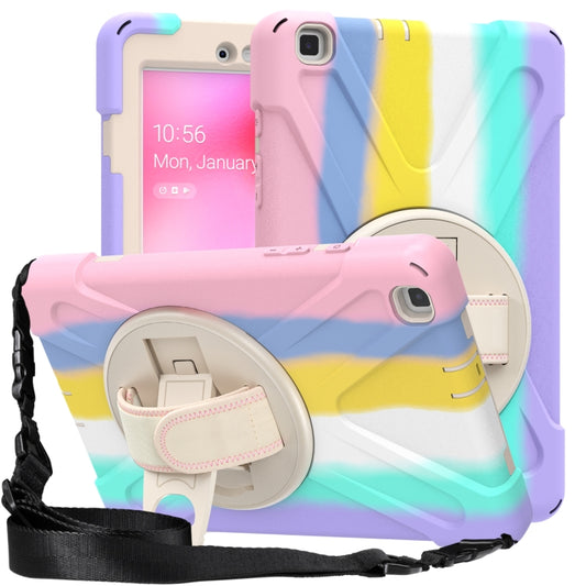 For Samsung Galaxy Tab A 8.0 (2019) T290 / T295 Shockproof Colorful Silicone + PC Protective Case with Holder & Shoulder Strap & Hand Strap(Pink) - Other Galaxy Tab PC by buy2fix | Online Shopping UK | buy2fix