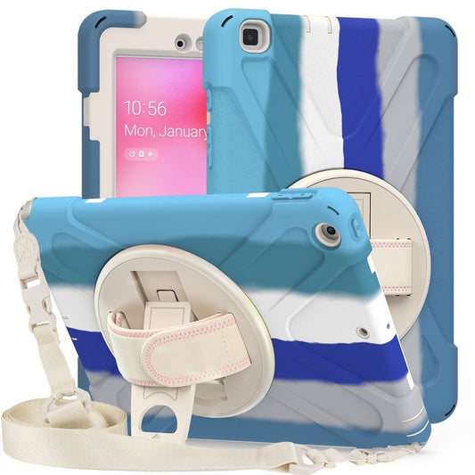 For Samsung Galaxy Tab A 8.0 (2019) T290 / T295 Shockproof Colorful Silicone + PC Protective Case with Holder & Shoulder Strap & Hand Strap (Blue) - Other Galaxy Tab PC by buy2fix | Online Shopping UK | buy2fix