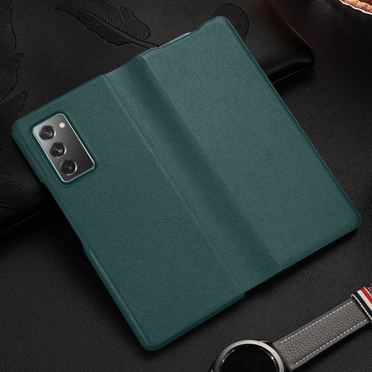 For Samsung Galaxy Z Fold2 5G Exclusive Series Cowhide Texture Horizontal Flip Leather Case(Green) - Galaxy Phone Cases by buy2fix | Online Shopping UK | buy2fix