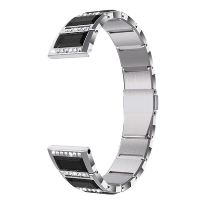 For Samsung Galaxy Watch Active2 44mm / Watch Active2 40mm / Watch Active Stainless Steel Diamond Encrusted Watch Band(Silver+Black) - Watch Bands by buy2fix | Online Shopping UK | buy2fix