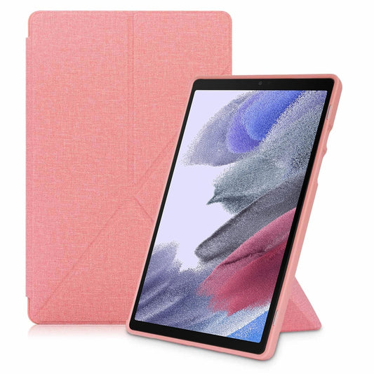 For Samsung Galaxy Tab A7 10.4 2020 T500 Cloth Texture Multi-folding Horizontal Flip PU Leather Shockproof Case with Holder & Sleep / Wake-up Function(Pink) - Galaxy Tab S7 by buy2fix | Online Shopping UK | buy2fix