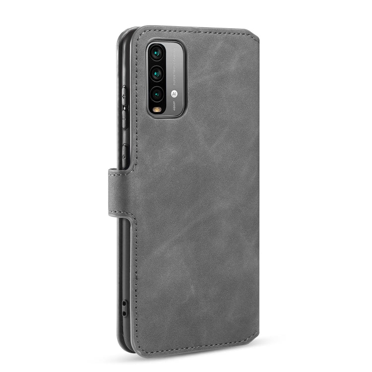 For Xiaomi Poco M3 DG.MING Retro Oil Side Horizontal Flip Leather Case with Holder & Card Slots & Wallet(Grey) - Xiaomi Cases by DG.MING | Online Shopping UK | buy2fix