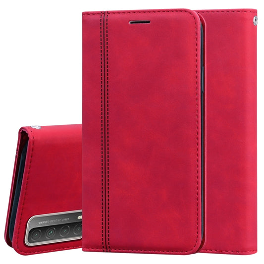 For Huawei P smart 2021 Frosted Business Magnetic Horizontal Flip PU Leather Case with Holder & Card Slot & Lanyard(Red) - Huawei Cases by AutSpace | Online Shopping UK | buy2fix