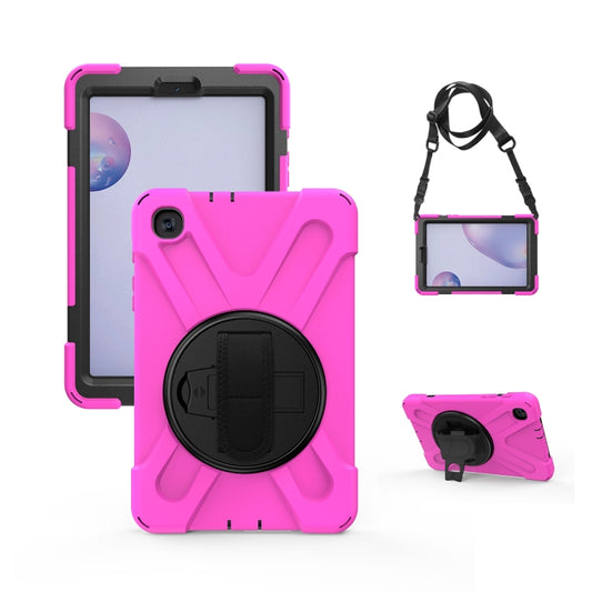 For Samsung Galaxy Tab A 8.4 2020 T307U Shockproof Colorful Silicone + PC Protective Case with Holder & Shoulder Strap & Hand Strap(Rose Red) - Tab A 8.4 (2020) by buy2fix | Online Shopping UK | buy2fix