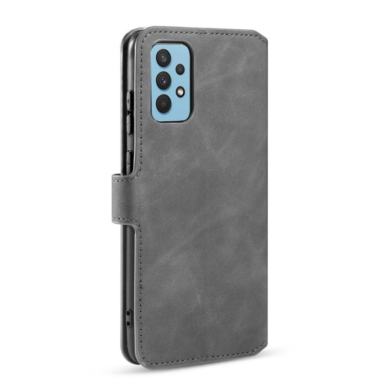 For Samsung Galaxy A32 4G DG.MING Retro Oil Side Horizontal Flip Leather Case with Holder & Card Slots & Wallet(Grey) - Galaxy Phone Cases by DG.MING | Online Shopping UK | buy2fix