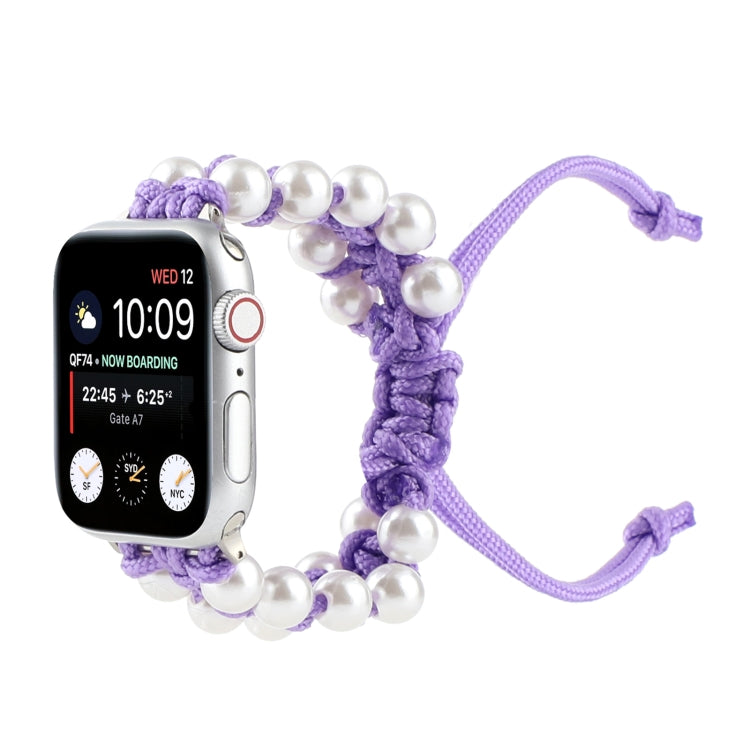 Umbrella Rope Bead Nylon Watch Band For Apple Watch Ultra 49mm&Watch Ultra 2 49mm / Series 9&8&7 45mm / SE 3&SE 2&6&SE&5&4 44mm / 3&2&1 42mm(Purple) - Watch Bands by buy2fix | Online Shopping UK | buy2fix