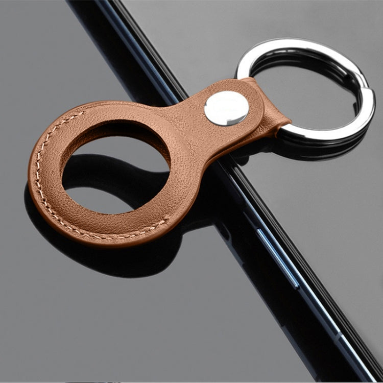 Mutural PU Leather Protective Case with Key Ring for AirTag(Brown) - Other by Mutural | Online Shopping UK | buy2fix