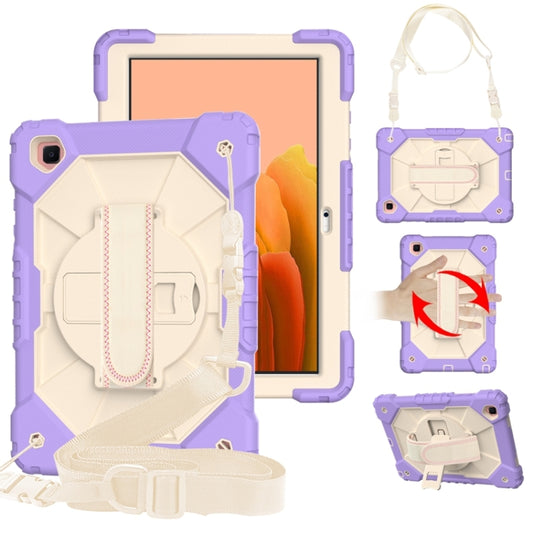 For Samsung Galaxy Tab A7 T500 / T505 Contrast Color Robot Shockproof Silicon + PC Protective Case with Holder & Shoulder Strap(Lotus Root Purple Beige) - Other Galaxy Tab PC by buy2fix | Online Shopping UK | buy2fix