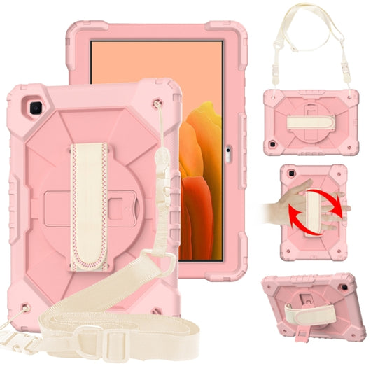 For Samsung Galaxy Tab A7 T500 / T505 Contrast Color Robot Shockproof Silicon + PC Protective Case with Holder & Shoulder Strap(Rose Gold) - Other Galaxy Tab PC by buy2fix | Online Shopping UK | buy2fix