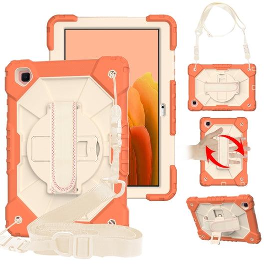 For Samsung Galaxy Tab A7 T500 / T505 Contrast Color Robot Shockproof Silicon + PC Protective Case with Holder & Shoulder Strap(Living Coral) - Other Galaxy Tab PC by buy2fix | Online Shopping UK | buy2fix