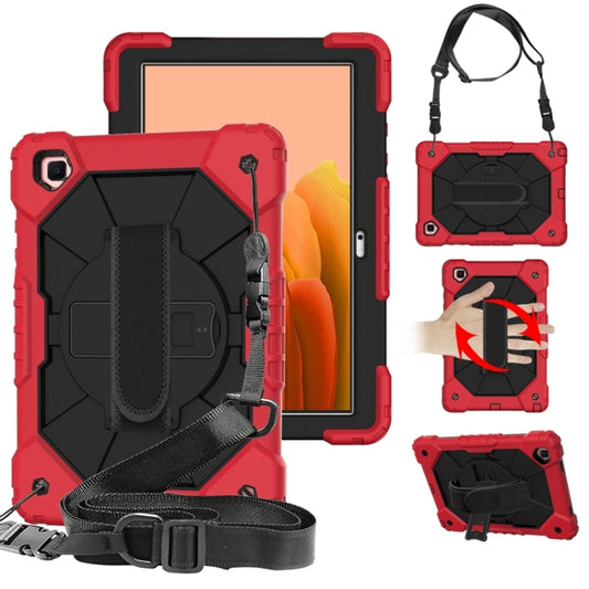 For Samsung Galaxy Tab A7 T500 / T505 Contrast Color Robot Shockproof Silicon + PC Protective Case with Holder & Shoulder Strap(Red+Black) - Other Galaxy Tab PC by buy2fix | Online Shopping UK | buy2fix