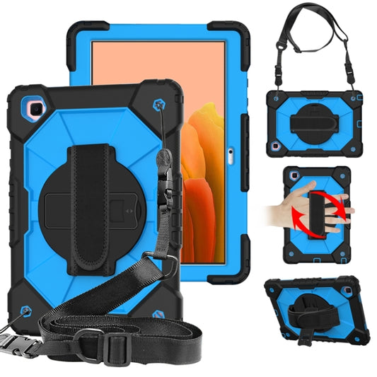 For Samsung Galaxy Tab A7 T500 / T505 Contrast Color Robot Shockproof Silicon + PC Protective Case with Holder & Shoulder Strap(Black+Blue) - Other Galaxy Tab PC by buy2fix | Online Shopping UK | buy2fix