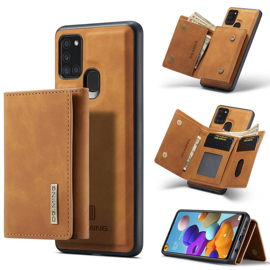 For Samsung Galaxy A21s DG.MING M1 Series 3-Fold Multi Card Wallet  Back Cover Shockproof Case with Holder Function(Brown) - Galaxy Phone Cases by DG.MING | Online Shopping UK | buy2fix