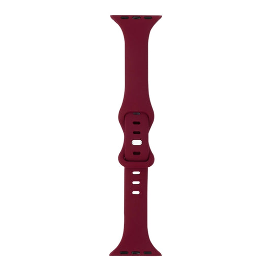 Slimming 8-buckle Silicone Watch Band For Apple Watch Series 9&8&7 41mm / SE 3&SE 2&6&SE&5&4 40mm / 3&2&1 38mm(Wine Red) - Watch Bands by buy2fix | Online Shopping UK | buy2fix