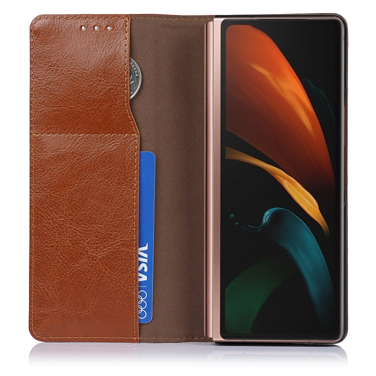 For Samsung Galaxy Z Fold2 5G 2 In 1 Crazy Horse Texture Split Horizontal Flip Leather Case with Holder & Card Slot(Brown) - Galaxy Phone Cases by buy2fix | Online Shopping UK | buy2fix