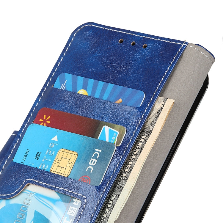 For OnePlus Nord 2 5G Retro Crazy Horse Texture Horizontal Flip Leather Case with Holder & Card Slots & Photo Frame & Wallet(Blue) - OnePlus Cases by buy2fix | Online Shopping UK | buy2fix