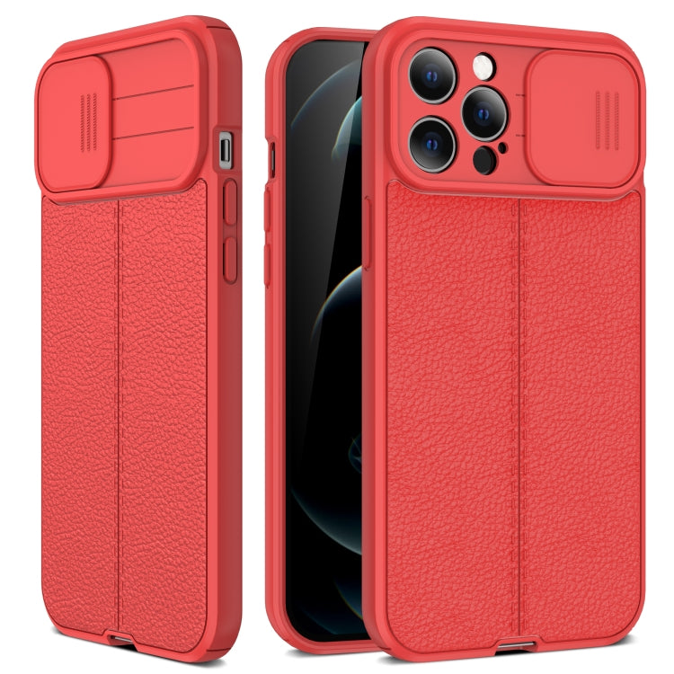 For iPhone 11 Litchi Texture Sliding Camshield TPU Protective Case (Red) - iPhone 11 Cases by buy2fix | Online Shopping UK | buy2fix