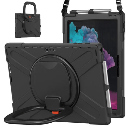 For Microsoft Surface Pro 7+/7/6/5/4 Silicone + PC Protective Case with Holder & Shoulder Strap(Black) - Others by buy2fix | Online Shopping UK | buy2fix