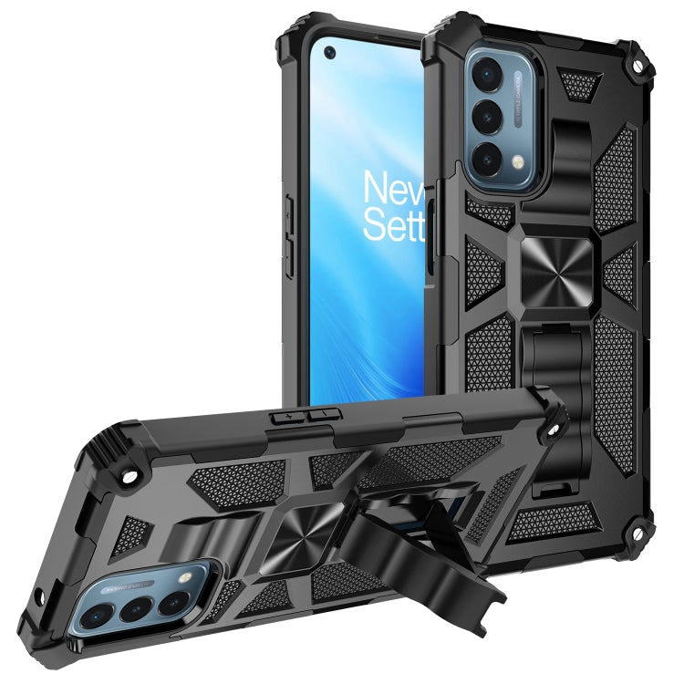 For OPPO A54 4G / A55 5G Shockproof TPU + PC Magnetic Protective Case with Holder(Black) - OPPO Cases by buy2fix | Online Shopping UK | buy2fix