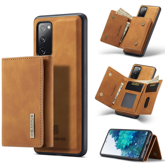 For Samsung Galaxy S20 FE DG.MING M1 Series 3-Fold Multi Card Wallet  Back Cover Shockproof Case with Holder Function(Brown) - Galaxy S20 FE Cases by DG.MING | Online Shopping UK | buy2fix
