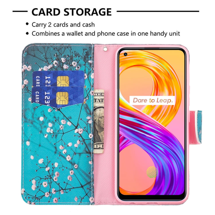 For OPPO Realme 8 / Realme 8 Pro Colored Drawing Pattern Horizontal Flip Leather Case with Holder & Card Slots & Wallet(Plum Blossom) - Realme Cases by buy2fix | Online Shopping UK | buy2fix