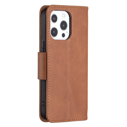 For iPhone 13 Pro Retro Lambskin Texture Pure Color Horizontal Flip PU Leather Case, with Holder & Card Slots & Wallet & Lanyard(Brown) - iPhone 13 Pro Cases by buy2fix | Online Shopping UK | buy2fix