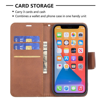 For iPhone 13 Pro Retro Lambskin Texture Pure Color Horizontal Flip PU Leather Case, with Holder & Card Slots & Wallet & Lanyard(Brown) - iPhone 13 Pro Cases by buy2fix | Online Shopping UK | buy2fix