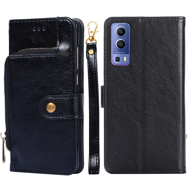 For vivo Y72 5G / iQOO Z3 Zipper Bag PU + TPU Horizontal Flip Leather Case with Holder & Card Slot & Wallet & Lanyard(Black) - vivo Cases by buy2fix | Online Shopping UK | buy2fix