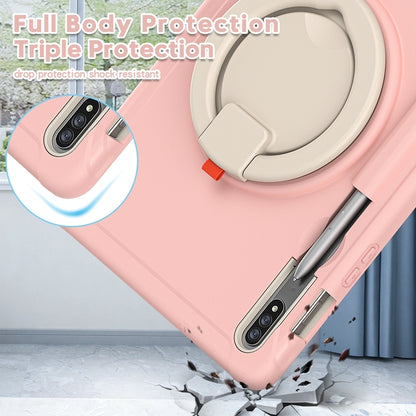 For Samsung Galaxy Tab S8 / Galaxy Tab S7 870 Shockproof TPU + PC Protective Case with 360 Degree Rotation Foldable Handle Grip Holder & Pen Slot(Cherry Blossoms Pink) - Galaxy Tab S8 Cases by buy2fix | Online Shopping UK | buy2fix