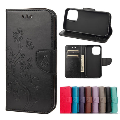 For iPhone 13 Pro Max Butterfly Flower Pattern Horizontal Flip Leather Case with Holder & Card Slots & Wallet (Black) - iPhone 13 Pro Max Cases by buy2fix | Online Shopping UK | buy2fix