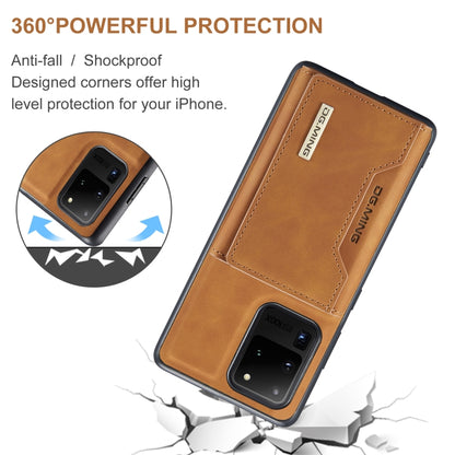 For Samsung Galaxy S20 Ultra DG.MING M2 Series 3-Fold Multi Card Bag Back Cover Shockproof Case with Wallet & Holder Function(Brown) - Galaxy Phone Cases by DG.MING | Online Shopping UK | buy2fix