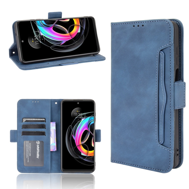 For Motorola Moto Edge 20 Lite Skin Feel Calf Pattern Horizontal Flip Leather Case with Holder & Card Slots & Photo Frame(Blue) - Motorola Cases by buy2fix | Online Shopping UK | buy2fix