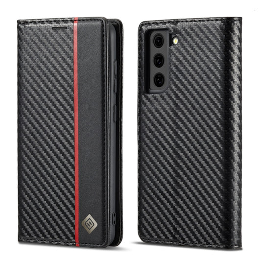 LC.IMEEKE Carbon Fiber PU + TPU Horizontal Flip Leather Case with Holder & Card Slot & Wallet For Samsung Galaxy S21 FE(Vertical Black) - Galaxy Phone Cases by LC.IMEEKE | Online Shopping UK | buy2fix