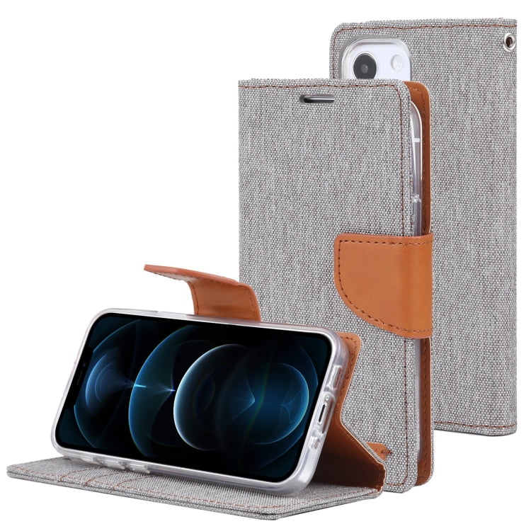 For iPhone 13 GOOSPERY CANVAS DIARY Canvas Texture Horizontal Flip PU Leather Case with Holder & Card Slots & Wallet(Grey) - iPhone 13 Cases by GOOSPERY | Online Shopping UK | buy2fix