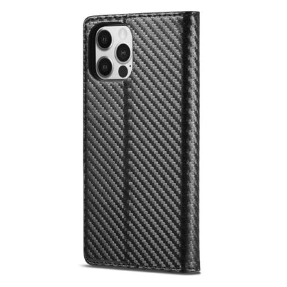 For iPhone 13 Pro LC.IMEEKE Carbon Fiber PU + TPU Horizontal Flip Leather Case with Holder & Card Slot & Wallet (Vertical Black) - iPhone 13 Pro Cases by LC.IMEEKE | Online Shopping UK | buy2fix