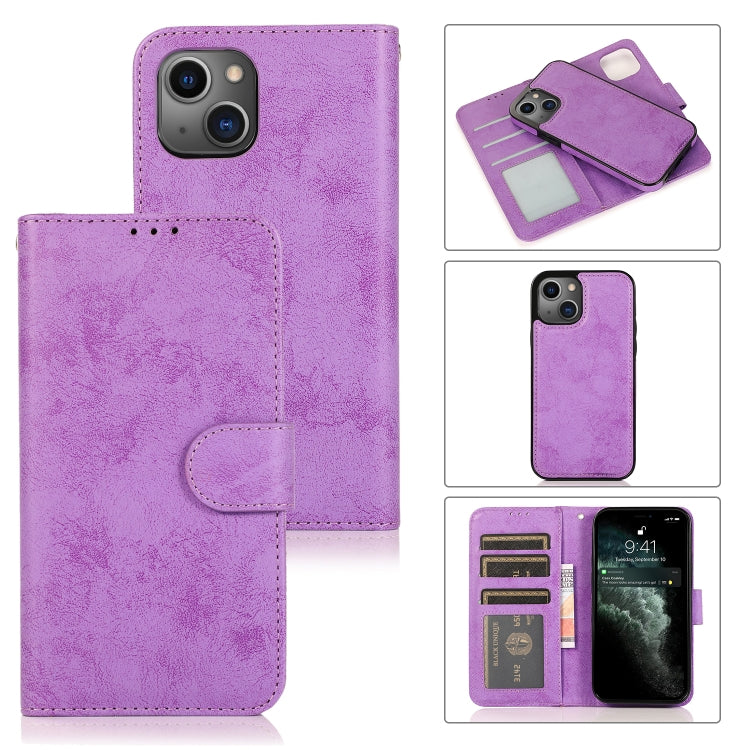 For iPhone 13 Pro Max Retro 2 in 1 Detachable Horizontal Flip Leather Case with Card Slots & Wallet (Purple) - iPhone 13 Pro Max Cases by buy2fix | Online Shopping UK | buy2fix