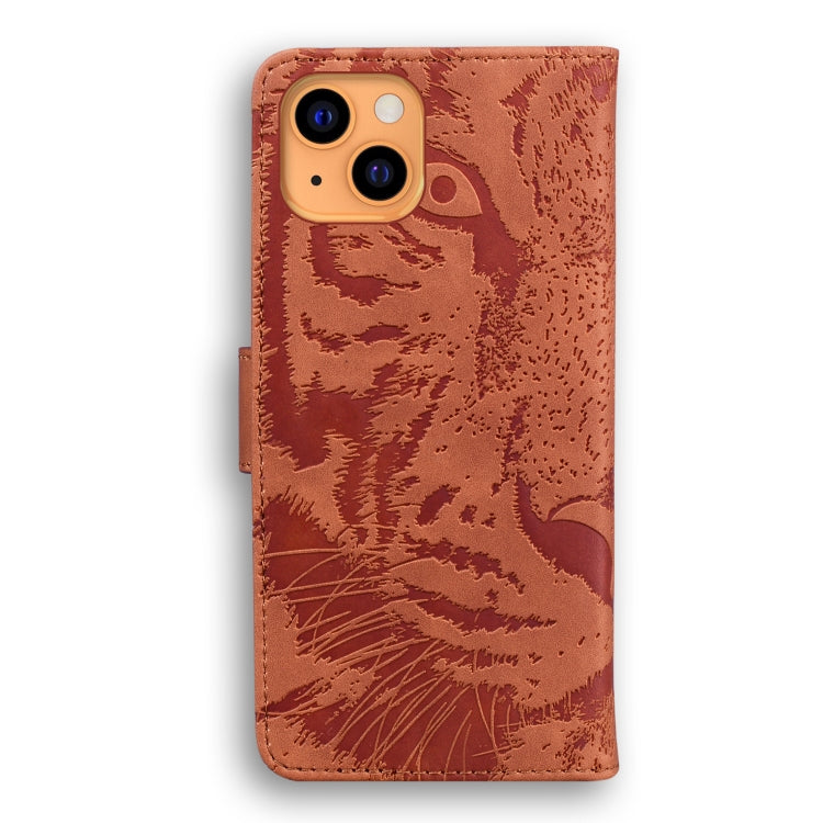 For iPhone 13 mini Tiger Embossing Pattern Horizontal Flip Leather Case with Holder & Card Slots & Wallet (Brown) - iPhone 13 mini Cases by buy2fix | Online Shopping UK | buy2fix