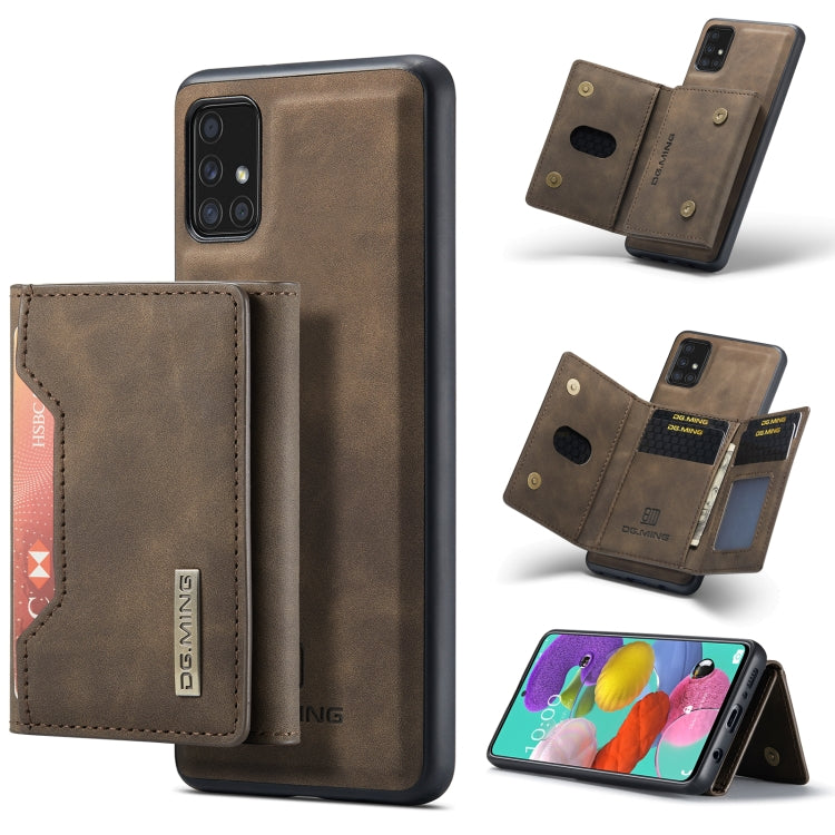 For Samsung Galaxy A51 DG.MING M2 Series 3-Fold Multi Card Bag Back Cover Shockproof Case with Wallet & Holder Function(Coffee) - Galaxy Phone Cases by DG.MING | Online Shopping UK | buy2fix