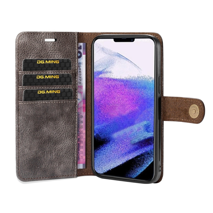 For iPhone 13 Pro Max DG.MING Crazy Horse Texture Flip Detachable Magnetic Leather Case with Holder & Card Slots & Wallet (Grey) - iPhone 13 Pro Max Cases by DG.MING | Online Shopping UK | buy2fix