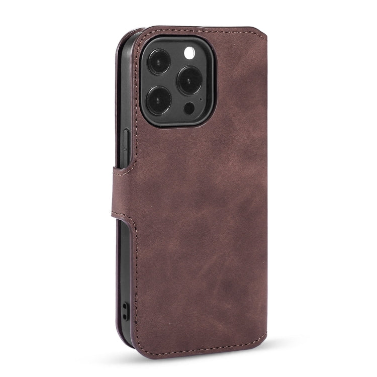 For iPhone 13 Pro DG.MING Retro Oil Side Horizontal Flip Leather Case with Holder & Card Slots & Wallet (Coffee) - iPhone 13 Pro Cases by DG.MING | Online Shopping UK | buy2fix