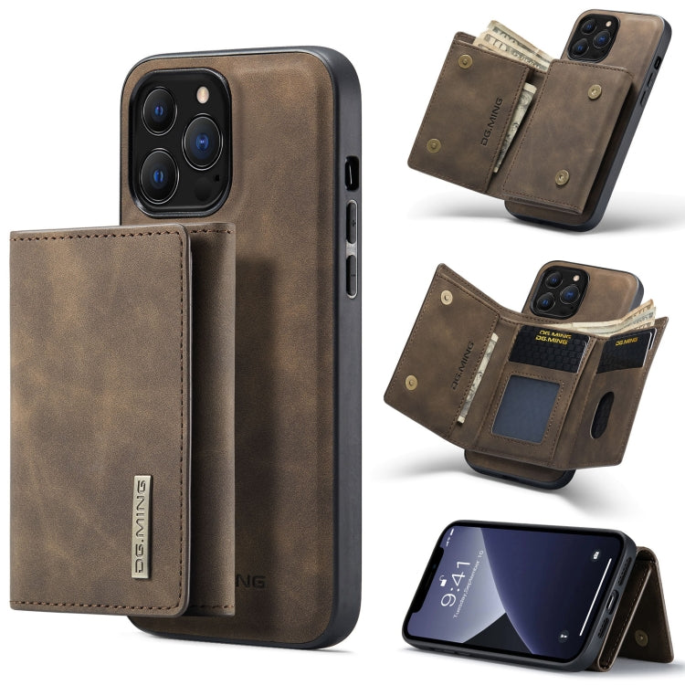 For iPhone 13 Pro Max DG.MING M1 Series 3-Fold Multi Card Wallet Shockproof Case with Holder Function (Coffee) - iPhone 13 Pro Max Cases by DG.MING | Online Shopping UK | buy2fix